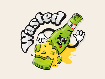 Wasted!!...broken bottle alcohol beer blackout bottle broken buzzed funny humor party redbubble redbubbleart redbubblecommunity redbubbledesigns redbubbleprojects redbubbleseller redbubbleshop redbubblestickers redbubblestore sticker wasted