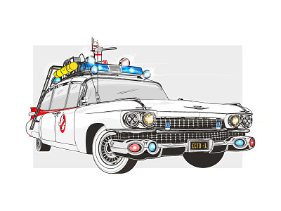Ecto-1 80s car ecto 1 ghostbusters ghosts illustration lights movie sirens vector vehicle wheels