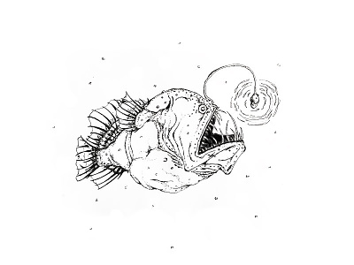 Inktober Day 20 - Deep 2017 angler fish creature creepy deep drawing illustration inktober light pen sketch underwater