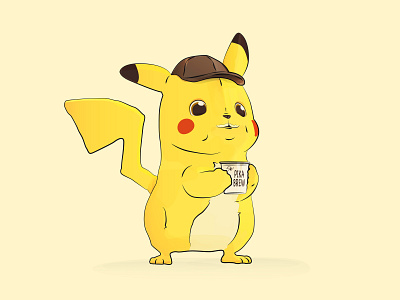 Detective Pikachu!! coffee cup detective pikachu movie nintendo pikachu pokemon vector