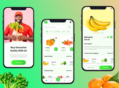 Grocery App branding fruits graphic design grocery mobile ui ui