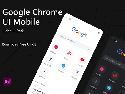 Google Chrome UI Mobile adobe xd design google chrome ui mobile graphic design ui ui kit user interface ux