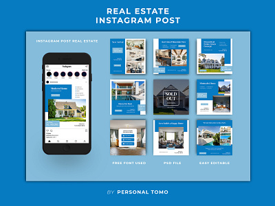 Instagram Post Real Estate design funiture house instagram modern post real estate social media style