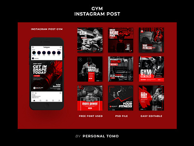 Instagram Post Gym banners branding design graphic design gym instagram modern post social media style
