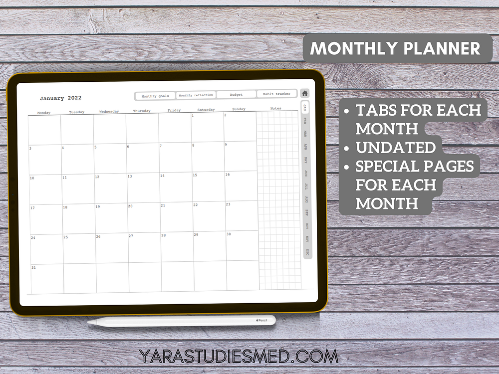 Monthly digital planner with tabs by Yara&rsquo;s digital shop on Dribbble