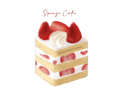 Strawberry sweet pastry cake drawing digital art food illustration pastry illustration