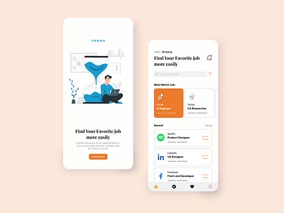 Job finder App app application dailyui design illustration job job app ui ui design uiux uiux design user experience user interface ux ux design