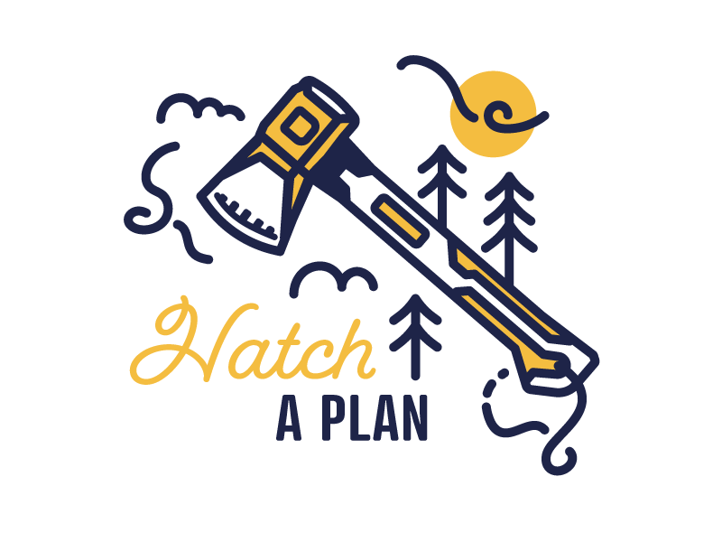 for the weekend. weekends plans clouds trees axe hatchet design illustration nature wilderness outdoors explore