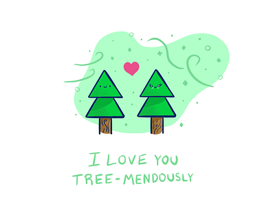 Tree-mendous love ipadpro love procreate pun tree valentine