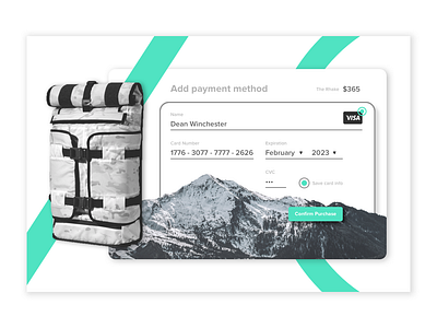 Credit Card Checkout backpack credit card checkout credit card payment creditcard mission workshop mountains rhake ui ux