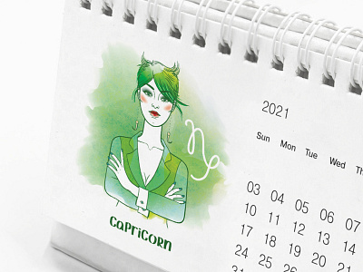 Capricorn zodiac sign astrological astrology business calendar capricorn design girl green horoscope illustration sign symbol vector woman zodiac