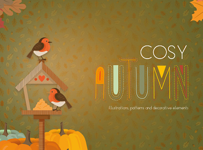 Cosy autumn illustrations apple autumn bird cat collection cosy cute design fall forest harvest illustration leaves mushroom pumpkin set vector