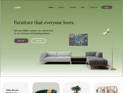 "COMFY" Furniture Corporate Page with Catalog branding design logo minimal ui ux