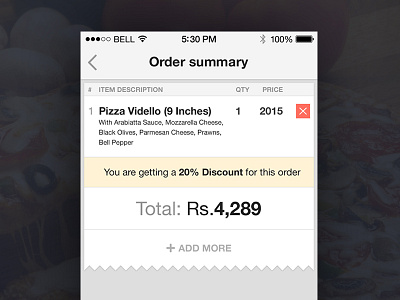 Pizza Delivery app shopping cart UI app apple delivery ios iphone mobile app pizza app ui user interface pizza ux uiux