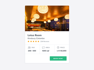 Room/ Space Reservation System Card UI booking card hotel reservation ui ux