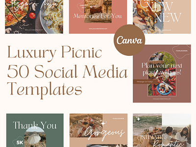 50 Luxury Picnic Business Social Media Designs boho canva chic easy to edit editable design graphic design luxury picnic picnic business social media social media template