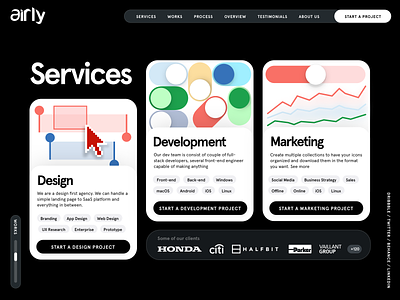 Airly Studio - Landing Page Service Section branding landing page service section ui ux web design website