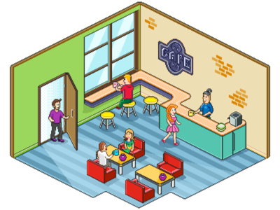 Pixel Cafe coffeehouse coffee people cafe graphics pixelart art pixel