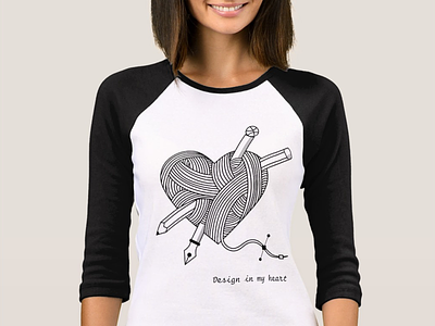 Decided to make a print on Raglan dribbble heart illustration pen pencil print raglan t-shirt vector women