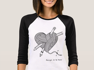 Decided to make a print on Raglan dribbble heart illustration pen pencil print raglan t shirt vector women