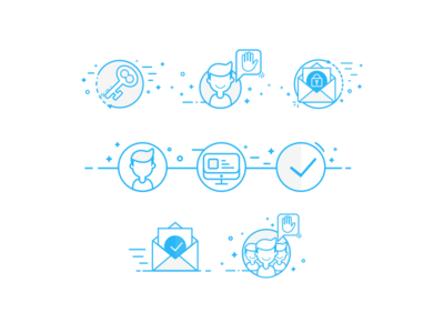 Icons for Dashboard screen hello line stroke blue web set key mail user dashboard icons