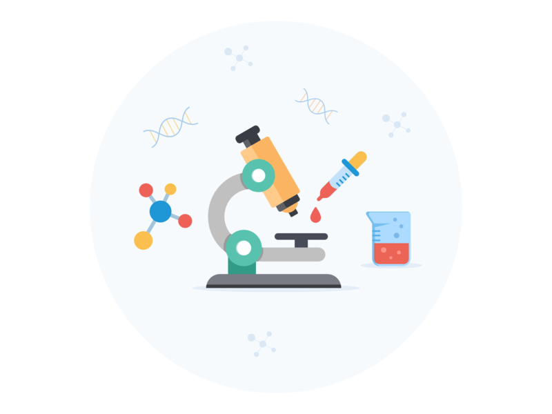 Lab illustration for an article chemist glass research science laboratory medecine illustraion icon test lab