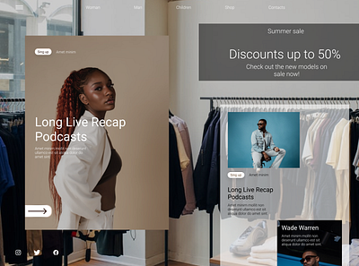 Clothing store landing page branding design logo shop ui ux