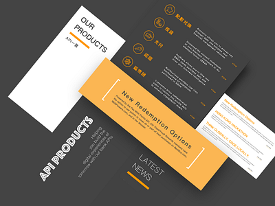 API products website template api flat layout modern orange shadow template