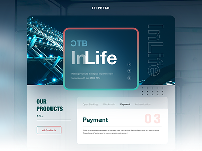 API Portal Design ver2. api banking blur color design diffuse shadow geometry glow gradient landing page layout layouts opacity photo manipulation portal shadow technology ui