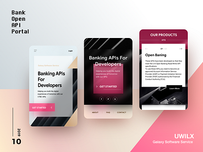 Open Bank API Portal Design api blur card color design diffuse shadow geometry gradient mobile portal rwd shadow ui