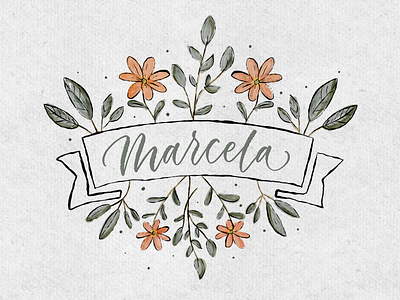 Marcela botanical illustration calligraphy design flowers illustration lettering