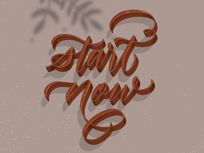 Start Now 3d calligraphy design illustration lettering logo