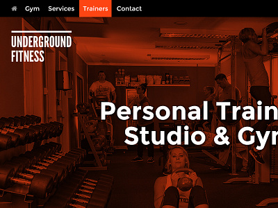 Underground Fitness Home Page Concept gym personal training website