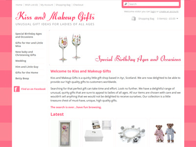 Kiss & Makeup Gifts Homepage ecommerce opencart theme website design