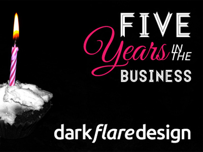 Five Years in the Business birthday branding business cake five logo self promo