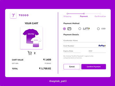 Teego | Credit Card Checkout Page - DailyUI 002