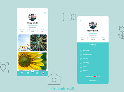 User Profile | Mobile App - DailyUI 006 app concept dailyui dailyuichallenge design mobile profile settings social ui uiux user userprofile ux