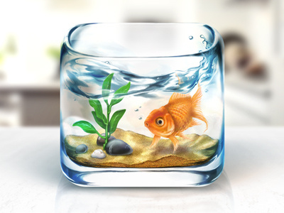 Fishbowl iOS Icon bowl desktop fish glass icon ios sand water