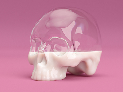 Skullgirl 3d c4d cinema 4d corona debut first shot glass human milk pink render skull