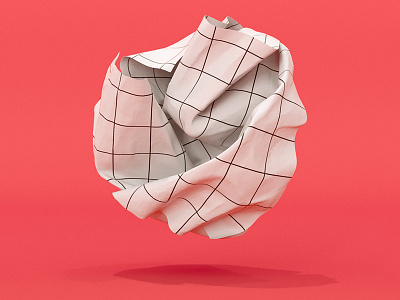 Crumpled 3d c4d cinema4d crumpled grid paper red render