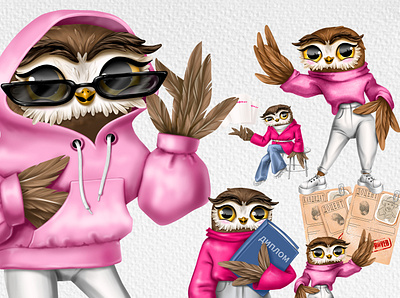 Owl character character design graphic design illustration