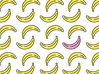 Rose la banane banana superchouette icon identity illustration logo pink yellow