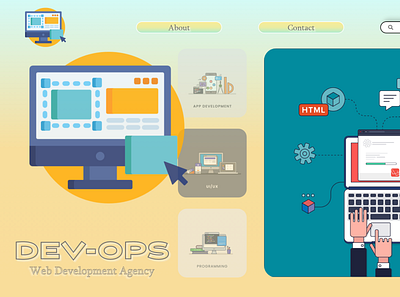 Dev Ops landing page branding graphic design ui