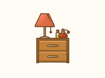 Bedside table flat furniture icon illustration lamp outline simple vector