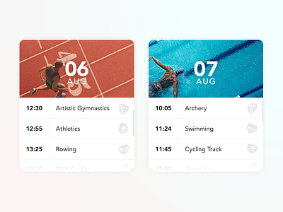 Olympic Calendar Cards calendar cards elements events games olympic rio 2016 ui ux
