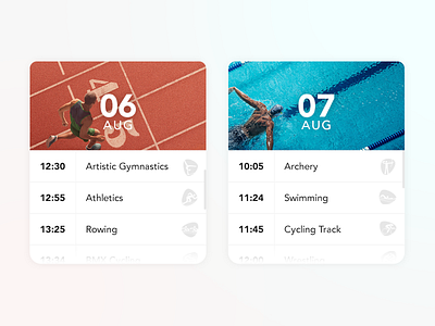 Olympic Calendar Cards calendar cards elements events games olympic rio 2016 ui ux