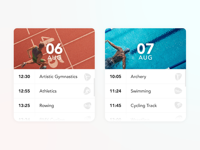 Olympic Calendar Cards by Gian Marco Maurizi on Dribbble
