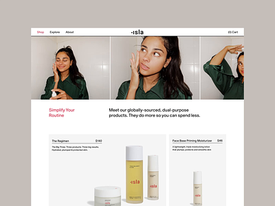Isla – Complete Site Design beauty bold colorful cosmetics ecommerce homepage pdp productpage sansserif shopify sitedesign skincare swissstyle ui ux website wellness