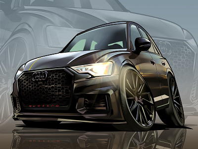 Audi RS 3 Cartoon audirs3 car cartoon cartooncar character charactercar design digitalpainting illustration logo