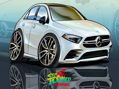 AMG A35 Saloon Cartoon Car animation branding car cartoon cartooncar character charactercar design illustration motion graphics